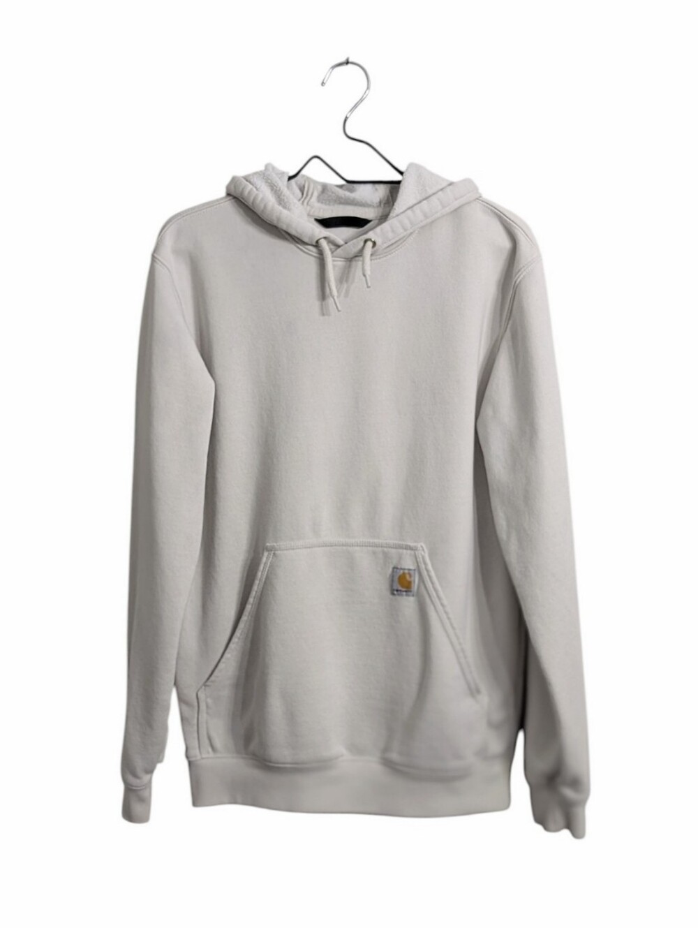Carhartt Men Midweight Sleeve Logo Hooded Sweatshirt Sz S Light Beige Loose Fit